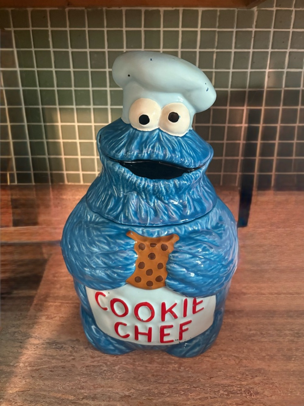 Vintage RARE 1970’s Sesame Street Cookie Monster Cookie Chef Ceramic Cookie Jar